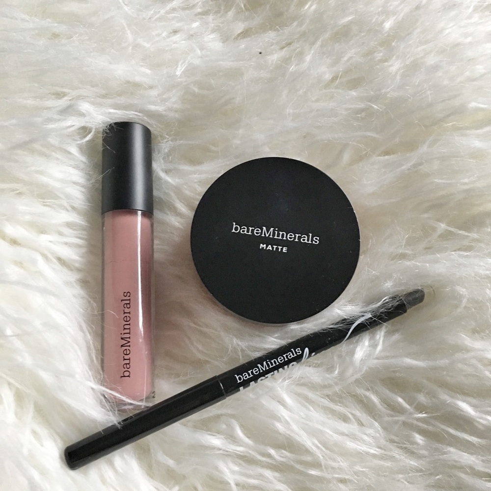 Bare Minerals: matte foundation, gloss, eyeliner